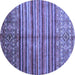 Round Southwestern Blue Country Rug, con1005blu