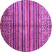 Round Machine Washable Southwestern Purple Country Area Rugs, wshcon1005pur
