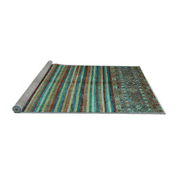 Sideview of Machine Washable Southwestern Light Blue Country Rug, wshcon1005lblu