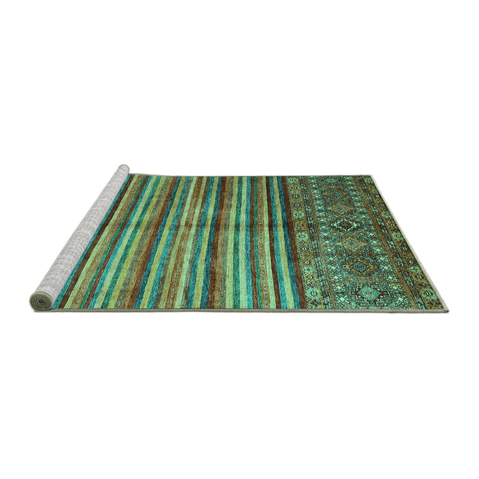 Sideview of Machine Washable Southwestern Turquoise Country Area Rugs, wshcon1005turq
