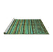 Sideview of Machine Washable Southwestern Turquoise Country Area Rugs, wshcon1005turq