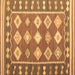 Square Machine Washable Southwestern Brown Country Rug, wshcon1006brn