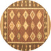 Round Southwestern Brown Country Rug, con1006brn