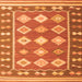 Round Machine Washable Southwestern Orange Country Area Rugs, wshcon1006org