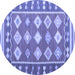 Round Southwestern Blue Country Rug, con1006blu