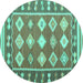 Round Southwestern Turquoise Country Rug, con1006turq