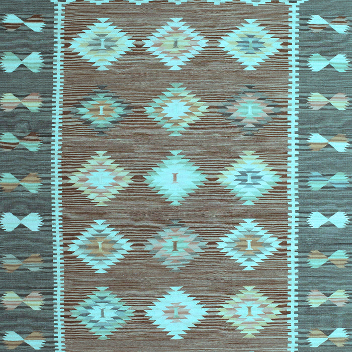 Machine Washable Southwestern Light Blue Country Rug, wshcon1006lblu