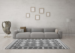 Machine Washable Southwestern Gray Country Rug in a Living Room,, wshcon1006gry