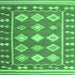 Square Southwestern Emerald Green Country Rug, con1006emgrn