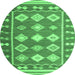 Round Southwestern Emerald Green Country Rug, con1006emgrn