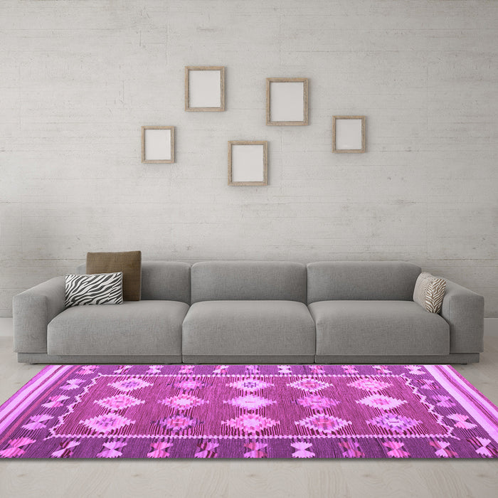 Machine Washable Southwestern Purple Country Area Rugs in a Living Room, wshcon1006pur