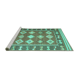 Sideview of Machine Washable Southwestern Turquoise Country Area Rugs, wshcon1006turq