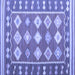 Square Machine Washable Southwestern Blue Country Rug, wshcon1006blu