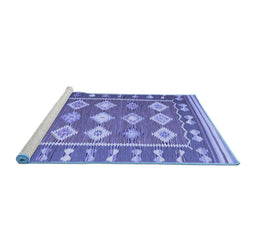 Sideview of Machine Washable Southwestern Blue Country Rug, wshcon1006blu