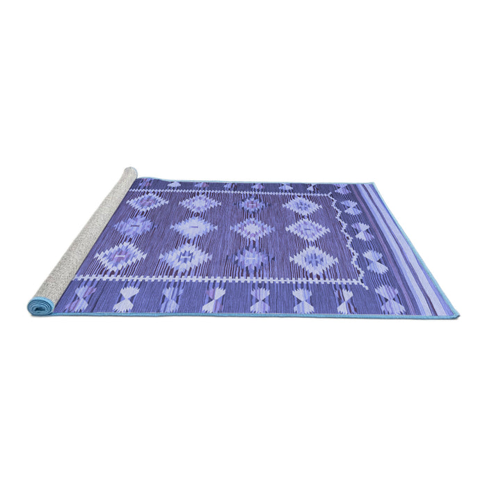 Sideview of Machine Washable Southwestern Blue Country Rug, wshcon1006blu