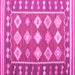 Square Machine Washable Southwestern Pink Country Rug, wshcon1006pnk