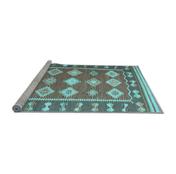 Sideview of Machine Washable Southwestern Light Blue Country Rug, wshcon1006lblu
