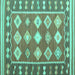 Square Southwestern Turquoise Country Rug, con1006turq