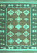 Machine Washable Southwestern Turquoise Country Area Rugs, wshcon1006turq