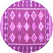 Round Machine Washable Southwestern Purple Country Area Rugs, wshcon1006pur