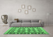 Machine Washable Southwestern Emerald Green Country Area Rugs in a Living Room,, wshcon1006emgrn
