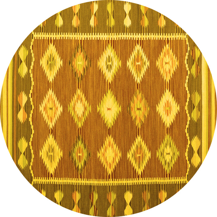 Round Southwestern Yellow Country Rug, con1006yw