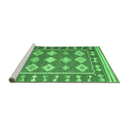 Sideview of Machine Washable Southwestern Emerald Green Country Area Rugs, wshcon1006emgrn
