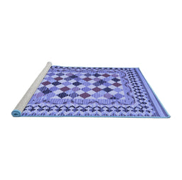 Sideview of Machine Washable Abstract Blue Contemporary Rug, wshcon1007blu