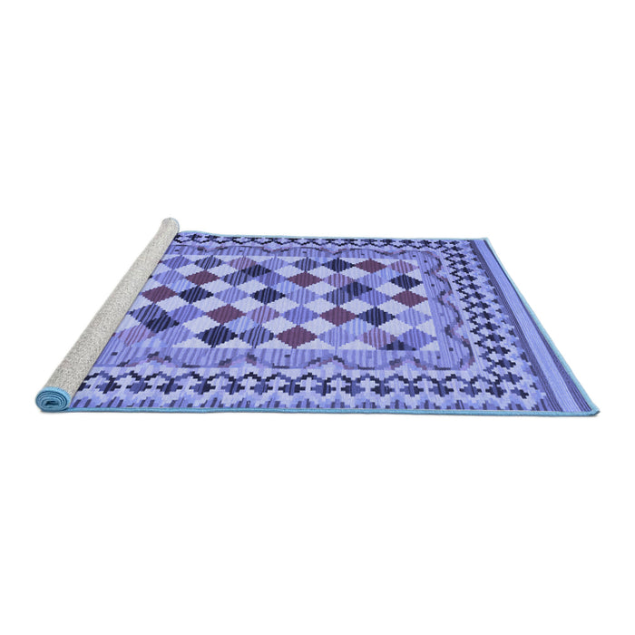 Sideview of Machine Washable Abstract Blue Contemporary Rug, wshcon1007blu