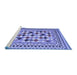 Sideview of Machine Washable Abstract Blue Contemporary Rug, wshcon1007blu