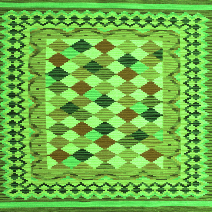 Serging Thickness of Abstract Green Contemporary Rug, con1007grn