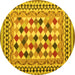 Round Abstract Yellow Contemporary Rug, con1007yw