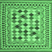 Square Machine Washable Abstract Emerald Green Contemporary Area Rugs, wshcon1007emgrn