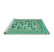 Sideview of Machine Washable Abstract Turquoise Contemporary Area Rugs, wshcon1007turq