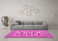 Machine Washable Abstract Pink Contemporary Rug, wshcon1007pnk