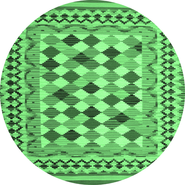 Round Abstract Emerald Green Contemporary Rug, con1007emgrn