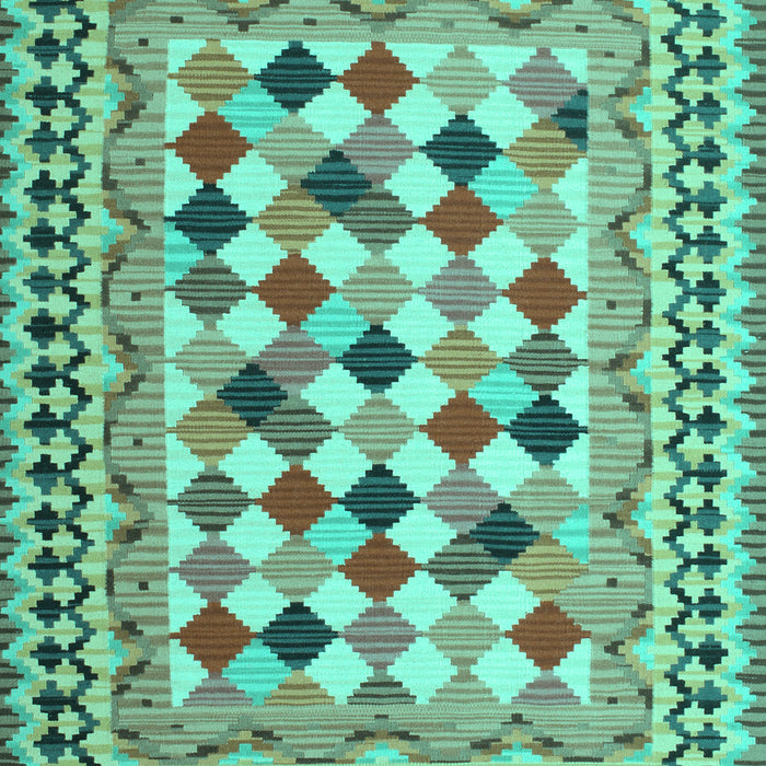 Machine Washable Abstract Turquoise Contemporary Area Rugs, wshcon1007turq