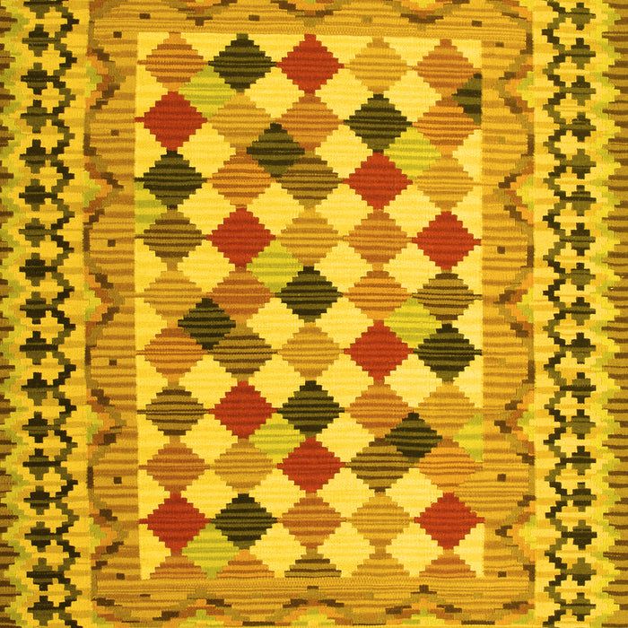 Abstract Yellow Contemporary Rug, con1007yw