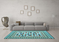 Machine Washable Abstract Light Blue Contemporary Rug, wshcon1007lblu