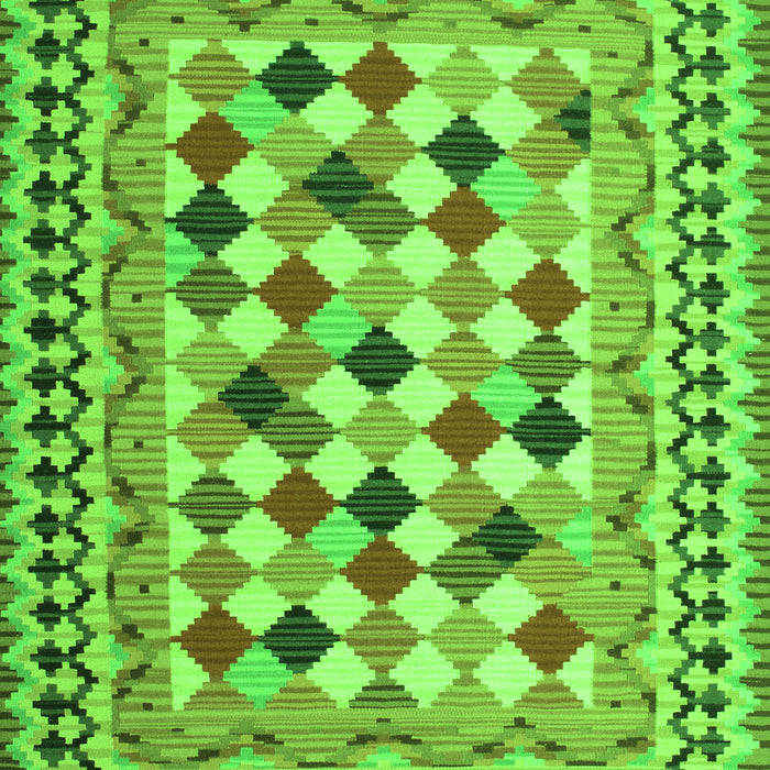 Serging Thickness of Machine Washable Abstract Green Contemporary Area Rugs, wshcon1007grn