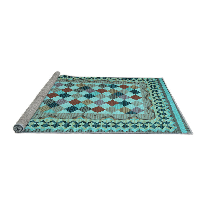 Sideview of Machine Washable Abstract Light Blue Contemporary Rug, wshcon1007lblu