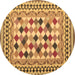 Round Abstract Brown Contemporary Rug, con1007brn