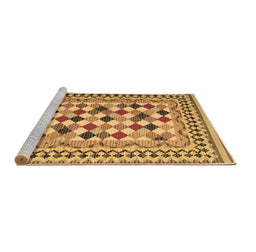 Sideview of Machine Washable Abstract Brown Contemporary Rug, wshcon1007brn