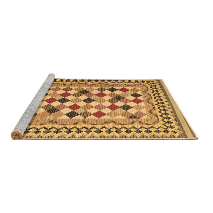 Sideview of Machine Washable Abstract Brown Contemporary Rug, wshcon1007brn