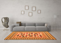 Machine Washable Abstract Orange Contemporary Rug, wshcon1007org