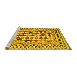 Sideview of Machine Washable Abstract Yellow Contemporary Rug, wshcon1007yw