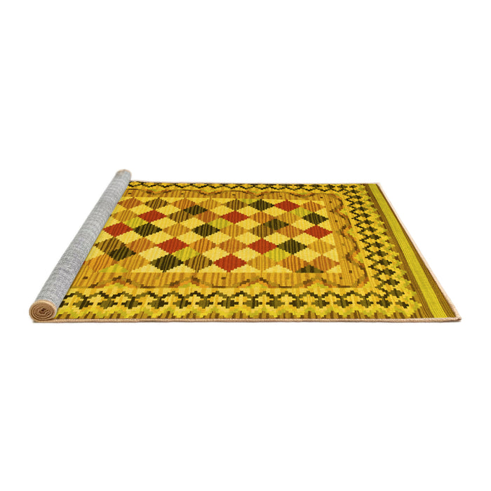 Sideview of Machine Washable Abstract Yellow Contemporary Rug, wshcon1007yw