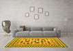 Machine Washable Abstract Yellow Contemporary Rug in a Living Room, wshcon1007yw