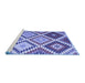 Sideview of Machine Washable Abstract Blue Contemporary Rug, wshcon1008blu