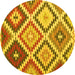 Round Abstract Yellow Contemporary Rug, con1008yw